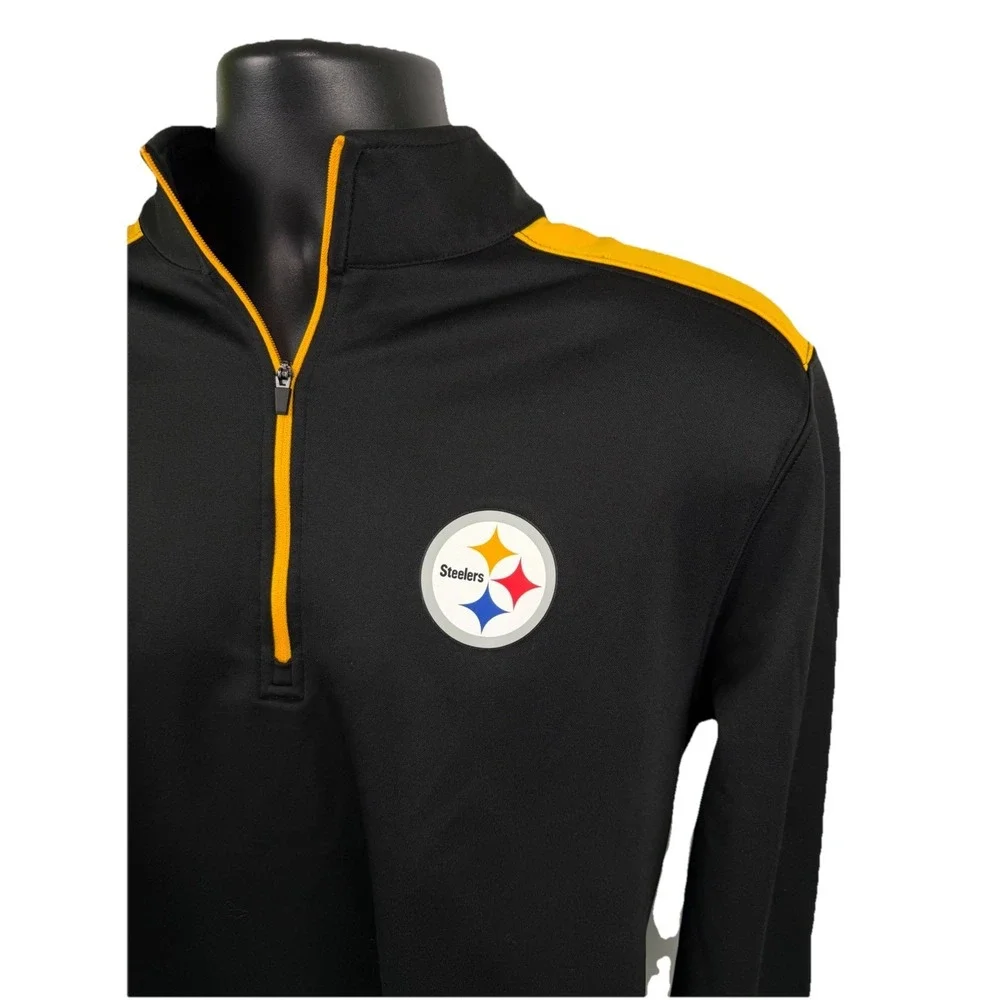 Pittsburgh Steelers‎ NFL Team Apparel 1/4 Zip Pullover Men's Medium Black Logo